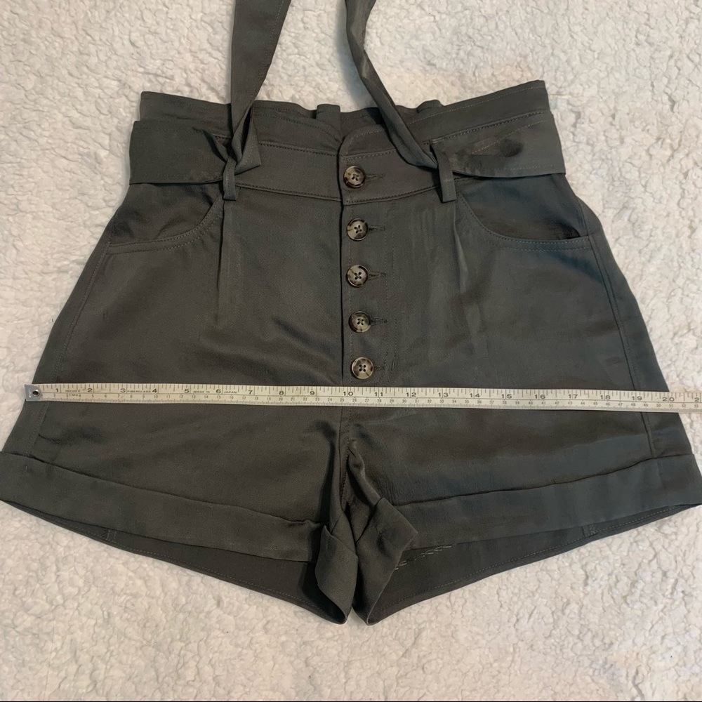 Express Extreme High Rise Green Belted Tie Bow Waistband Button Closure Size XS - Picture 14 of 16